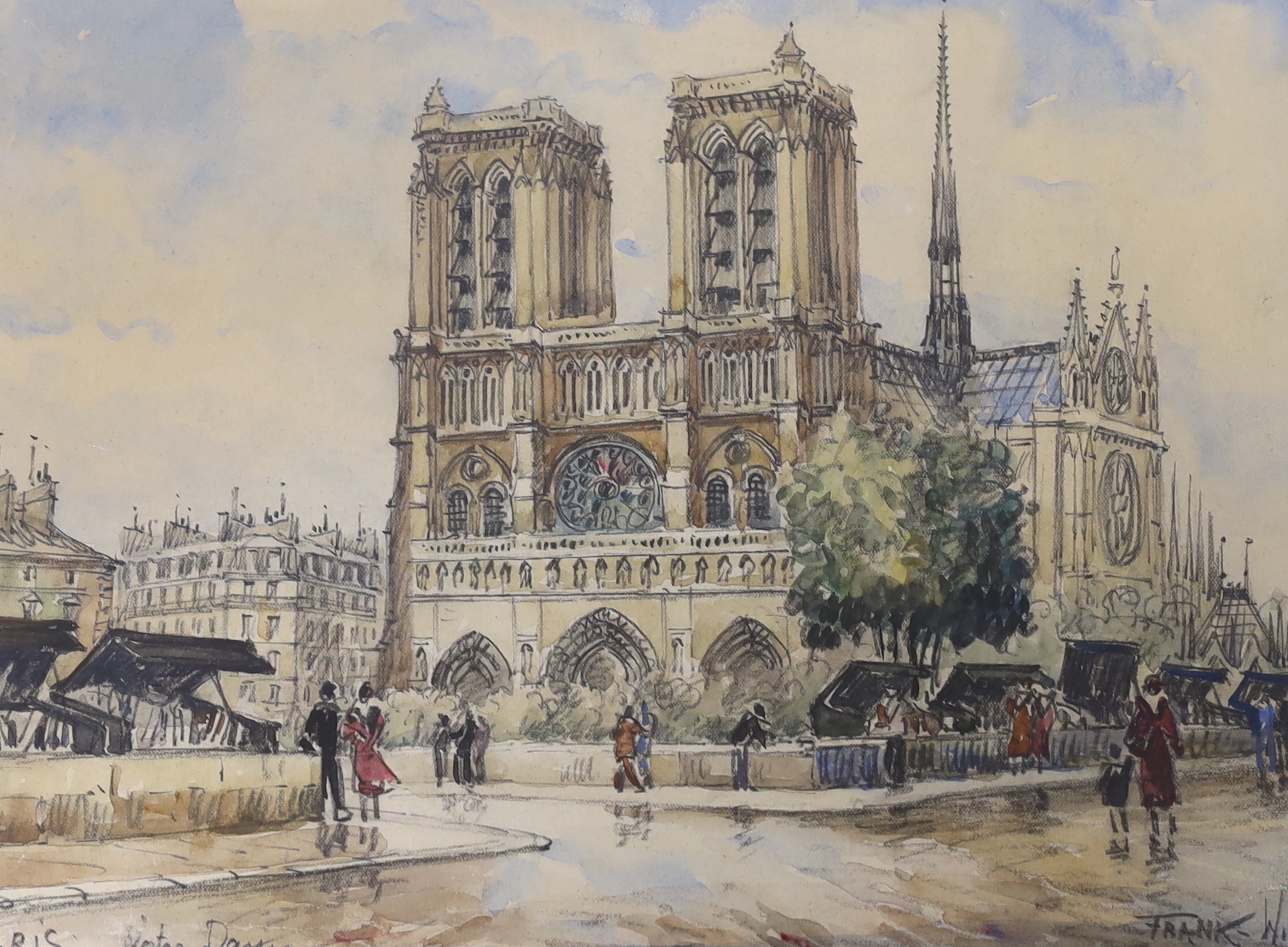 Frank William Boggs (1900-1950), pair of ink watercolours, Parisian scenes, ‘Notre Dame’ and ‘La Madeleine’, each signed, 22 x 28cm